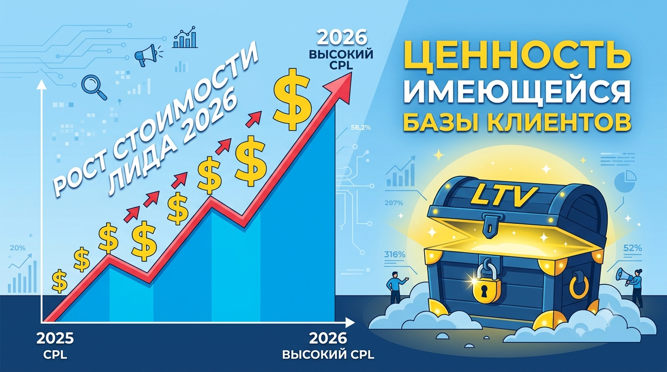 Бизнес-инфографика показывающая рост стоимости лида в 2026 году.png