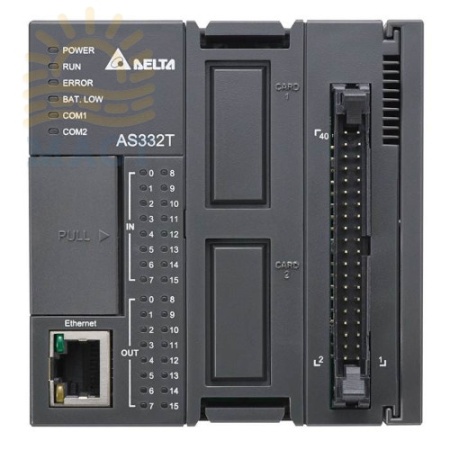 Программируемые логические контроллеры AS320T-B Процессорный модуль AS300, 128K шагов, 8DI/12DO (NPN), Ethernet, 2xRS485, mini USB, micro SD, 2 слота под платы расширения - фото